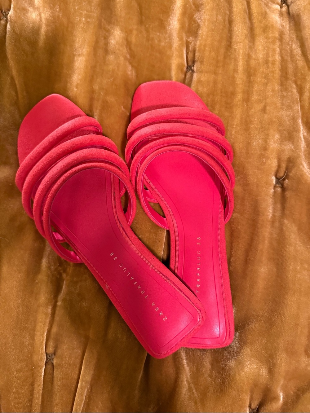 Zara Orange Strappy Slide Sandals